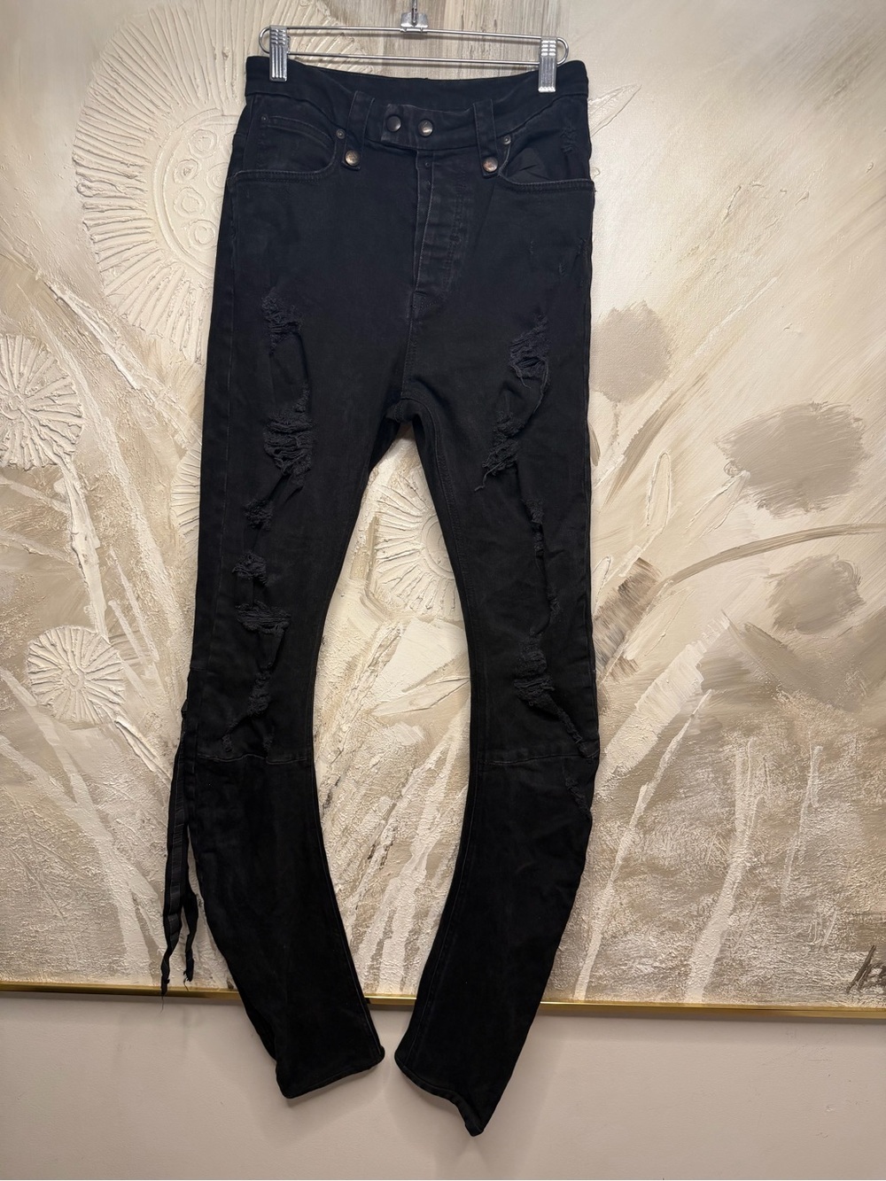 Ben Taverniti Unravel Project Black Skinny Jeans Distressed Size 29